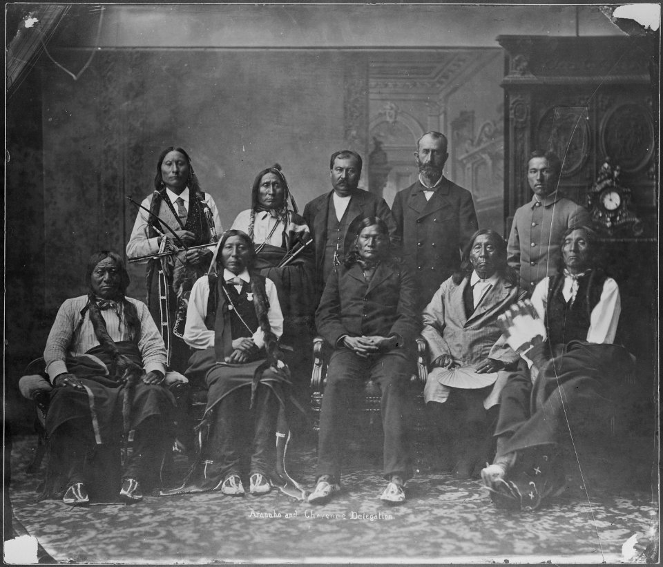 Arapaho and Cheyenne delegation. May include Little Raven and Left Hand. - NARA - 523676