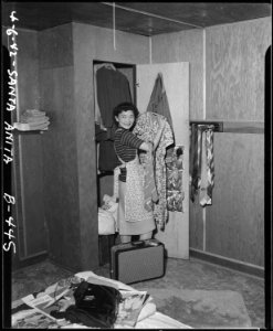 Arcadia, California. Lumber shops are utilized for auxiliary furniture at Santa Anita assembly cent . . . - NARA - 537058