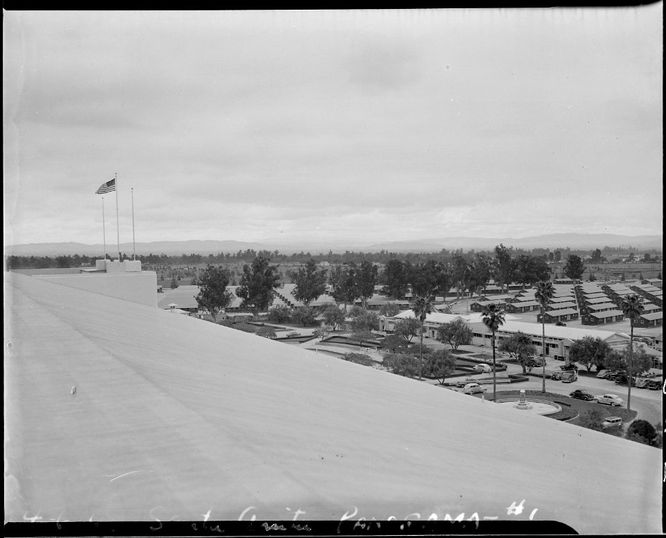 Arcadia, California. Bird's-eye view of quarters for evacuees of Japanese ancestry at Santa Anita a . . . - NARA - 537032