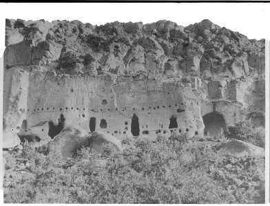 Archaeology of Southwestern U.S., Puye, Cavate Lodges before cleaning out. - NARA - 523853