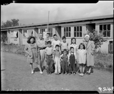 Arcadia, California. The family unit is kept intact. This is a view of the Yamagatas on arrival at . . . - NARA - 537048