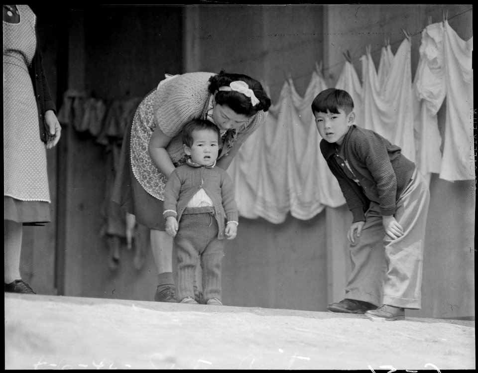 Arcadia, California. Washday for this family of Japanese ancestry at the Santa Anita Assembly center. - NARA - 537425