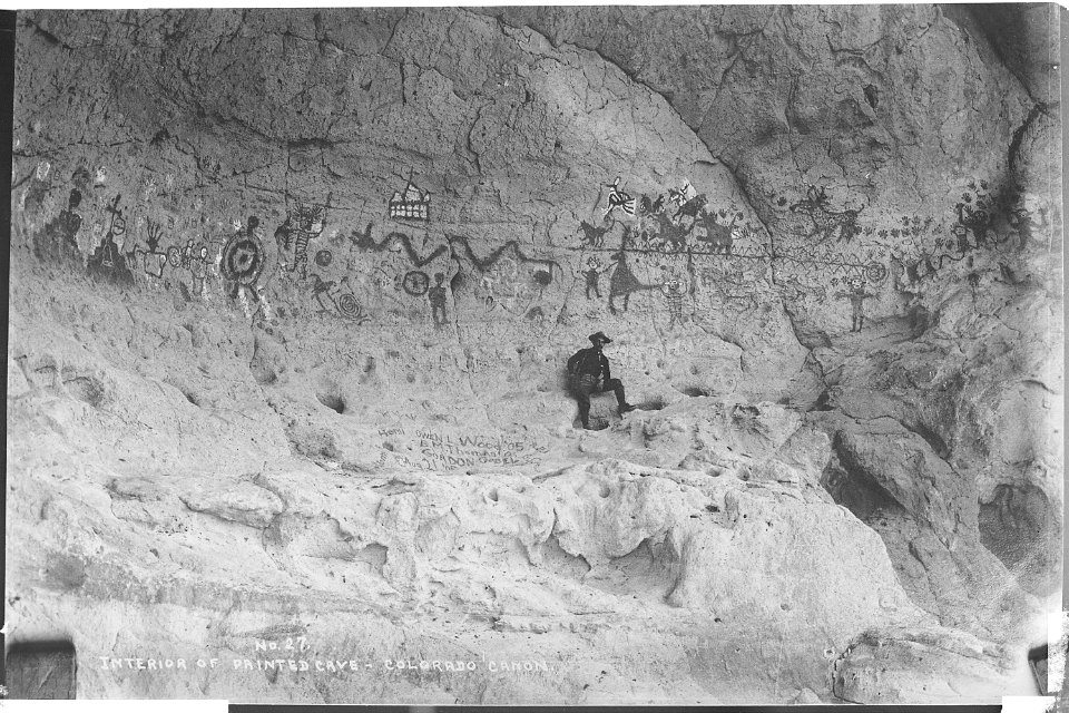 Archaeology of Southwestern U.S., Interior of painted cave, Colorado Canyon. - NARA - 523852