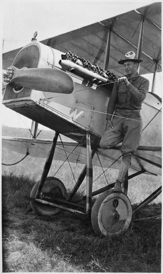 Army airplane Number 75, Camp El Valle, Mexico, September 28th, 1916. Private Smith, Company A, 16th Infantry, standing - NARA - 533145