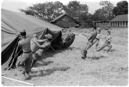 Ban Me Thout, Vietnam....Personnel from the Forward Mobile Staff put up tents at their new location. - NARA - 531463