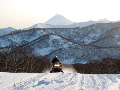 Hill volcano snowmobile photo