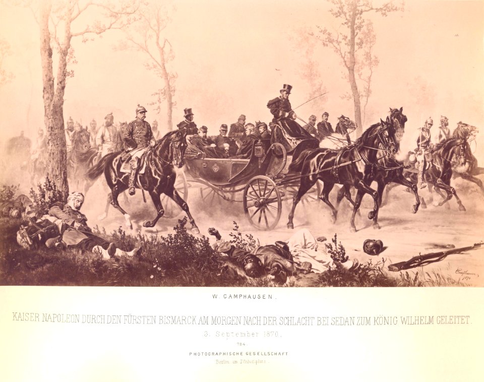 BASA-600K-1-1866-8-Kaiser Napoleon durch den Fürsten Bismarck am morgen nach der schlacht bei Sedan zum König Wilhelm geleitet
