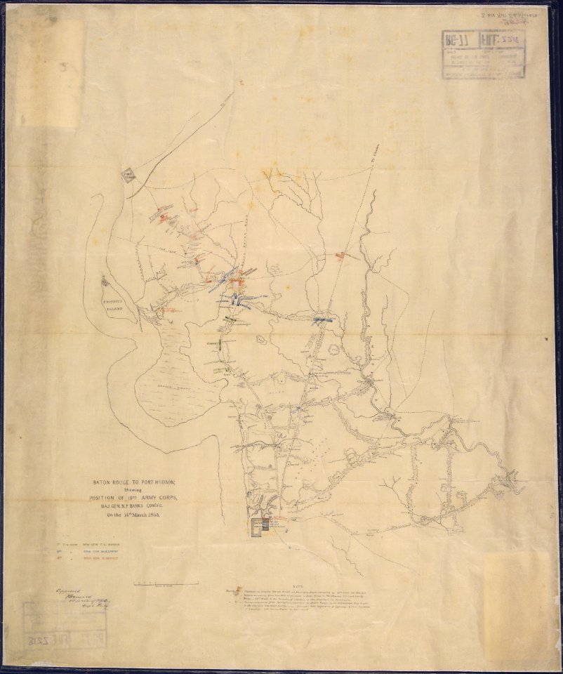 Baton Rouge to Port Hudson. Showing Position of 19th Army Corps, Maj. Gen. N. P. Banks, Com'd'g., on the 14th March... - NARA - 305727
