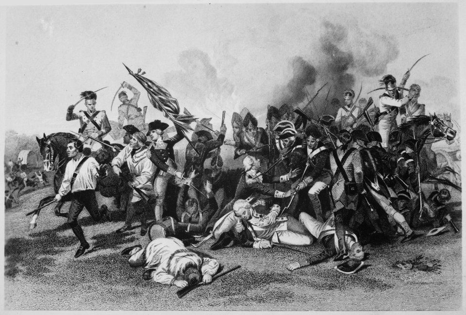 Battle of Camden-Death of De Kalb. August 1780. Copy of engraving after Alonzo Chappel., 1931 - 1932 - NARA - 532872