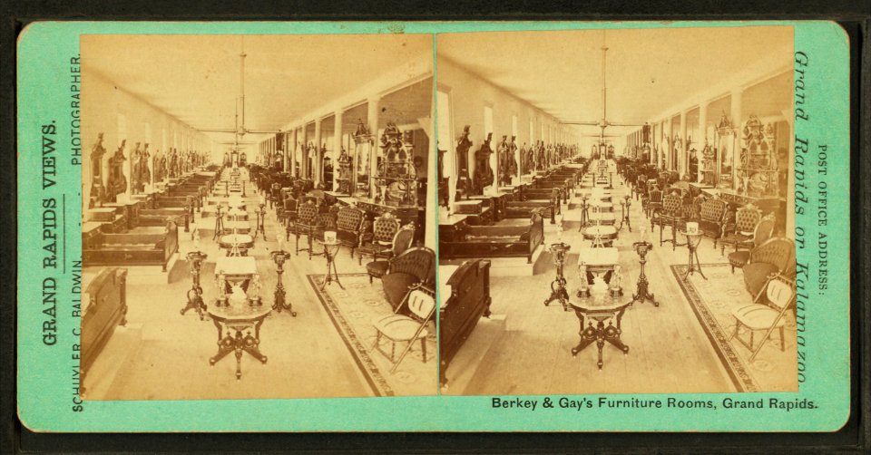 Berkey & Gay Furniture rooms, Grand Rapids, Michigan, by Baldwin, Schuyler C. (Schuyler Colfax), 1823-1900