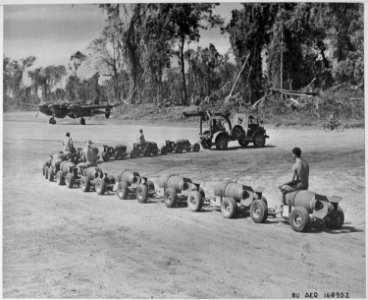 Bomb handling at an advanced Pacific base. - NARA - 520637