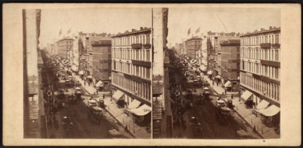 Bird's eye view of Broadway from the Stereoscopic Emporium, looking north, by E. & H.T. Anthony (Firm)