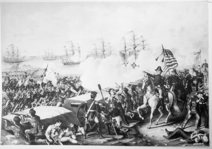 Battle of New Orleans, January 1815. Copy of lithograph by Kurz and Allison, published 1890., ca. 1900 - 1982 - NARA - 531128 photo