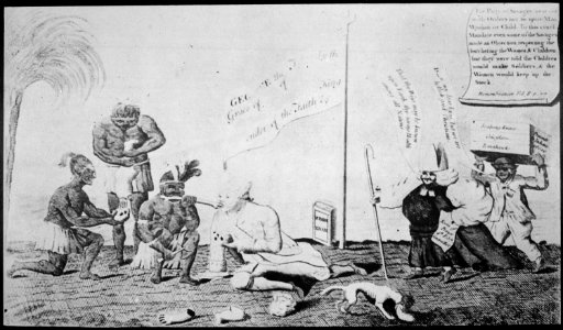 British cartoon criticizing the King's use of Indians in the war, ca. 1780 - NARA - 530969