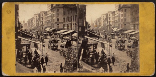 Broadway(street scene with pedestrians, carriages and shops), by E. & H.T. Anthony (Firm)
