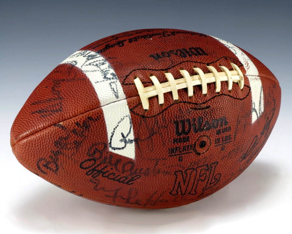 Betty Ford's Monday Night Football game ball, 1975