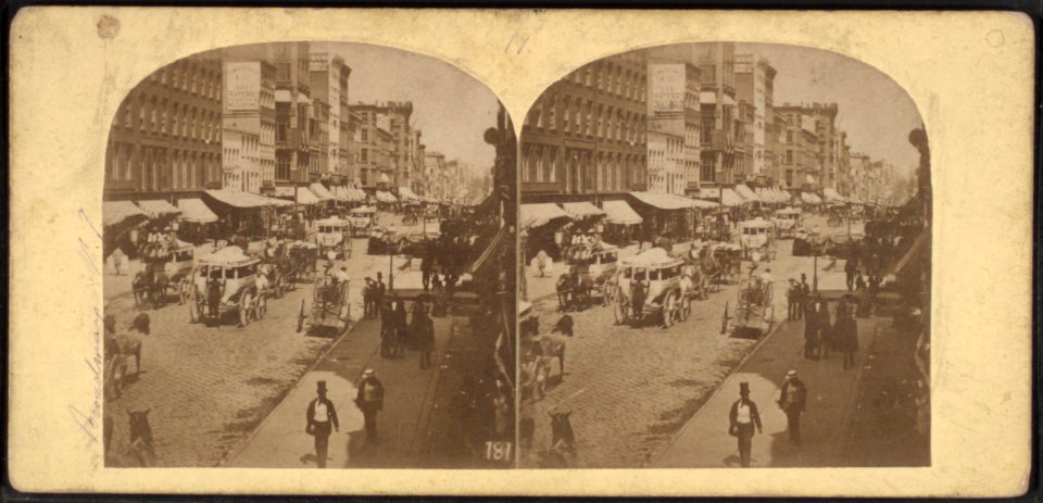 Broadway(street scene with carriages, pedestrians and shops), by E. & H.T. Anthony (Firm) 2