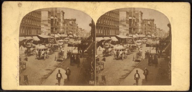 Broadway(street scene with carriages, pedestrians and shops), by E. & H.T. Anthony (Firm) 2