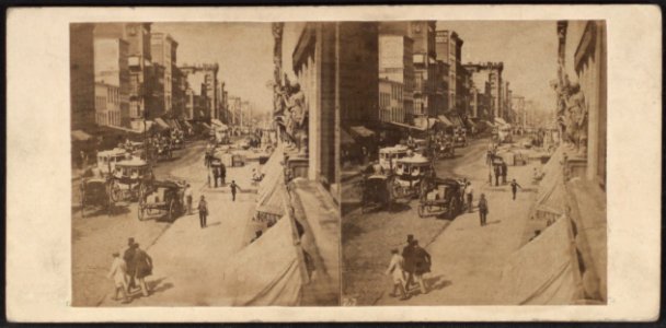 Broadway(street scene with carriages, pedestrians and shops), by E. & H.T. Anthony (Firm)