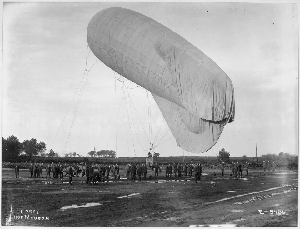 Camp de Meucon. Balloon ascending. France, circa 1918. Air Service Photographic Section., ca. 03-1918 - ca. 11-1918 - NARA - 512864