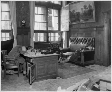 Burgomeister of Leipzig a suicide in his office together with wife and daughter as 69th Infantry Division and 9th... - NARA - 531270