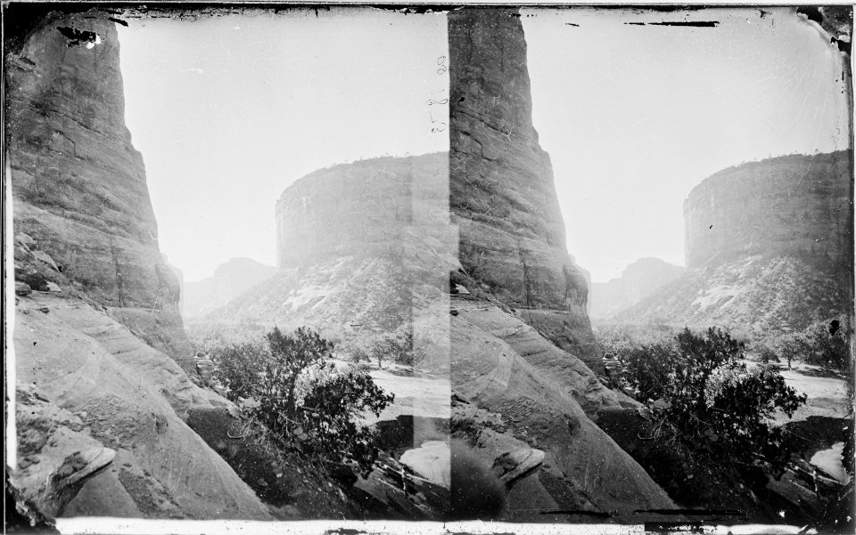 Canyon De Chelle, Walls from bed of canyon, 1200 feet high, Arizona 1873 - NARA - 519760