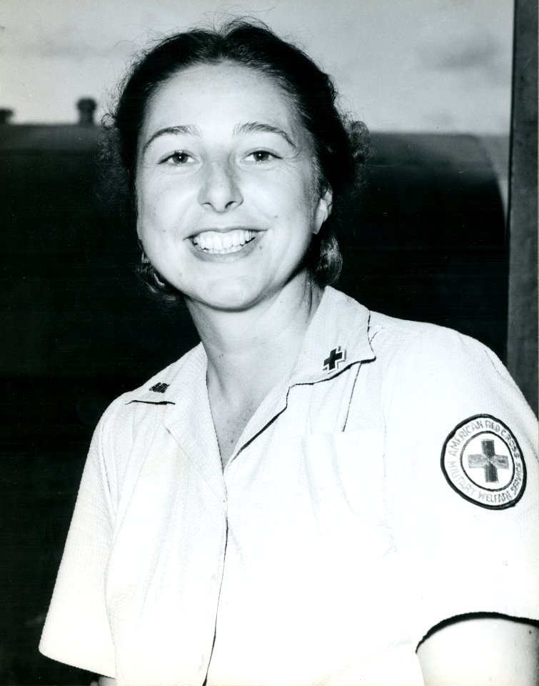 Carney Airfield, Solomon Islands, Red Cross girl. August 1944