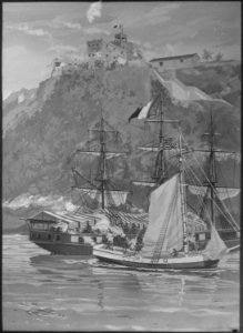 Capture of the French Privateer Sandwich by armed Marines on the Sloop Sally, from the U.S. Frigate Constitution, Puerto - NARA - 532590