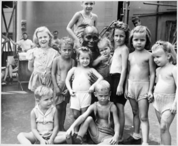 Children aboard the SS Jean Lafitte, bound for the States with internees freed from a Japanese internment camp in the Ph - NARA - 520635 photo