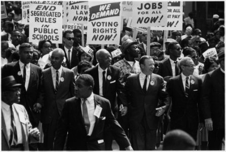 Civil Rights March on Washington, D.C. (Leaders marching from the Washington Monument to the Lincoln Memorial) - NARA - 542010