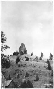 Cliff Rock on Forest Boundary, Mckay Creek, Ochoco Forest, 1914. - NARA - 299179 photo