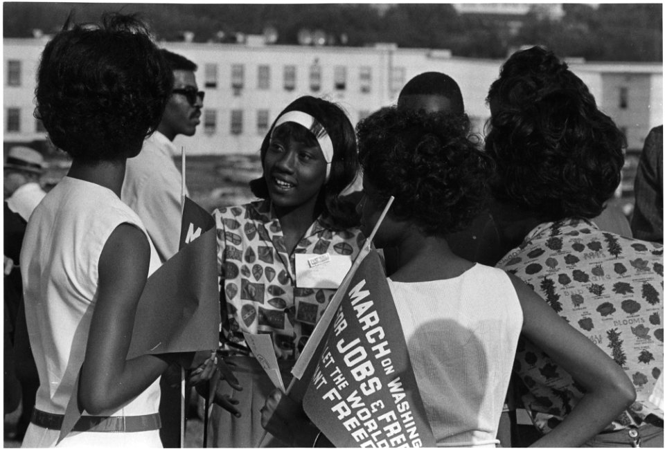 Civil Rights March on Washington, D.C. (A group of young women at the march.) - NARA - 542065