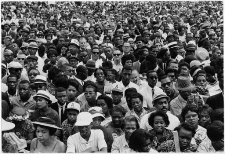 Civil Rights March on Washington, D.C. (Close-up view of a crowd at the march.) - NARA - 542062