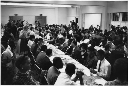 Civil Rights March on Washington, D.C. (Marchers dining. Possibly a prayer breakfast.) - NARA - 541993