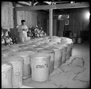 Closing of the Jerome Relocation Center, Denson, Arkansas. Dishes from the center's thirty-three me . . . - NARA - 539638