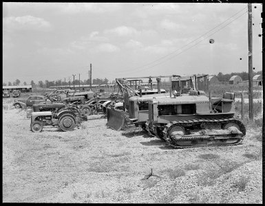 Closing of the Jerome Relocation Center, Denson, Arkansas. Farm equipment assembled in the Jerome C . . . - NARA - 539702