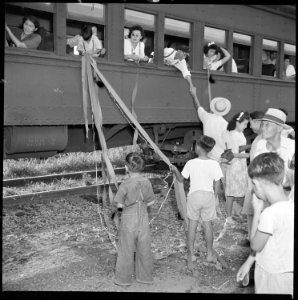 Closing of the Jerome Relocation Center, Denson, Arkansas. A sentimental custom still practiced by . . . - NARA - 539665