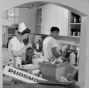 Closing of the Jerome Relocation Center, Denson, Arkansas. Dismantling the hospital pharmacy and pa . . . - NARA - 539776 (cropped)