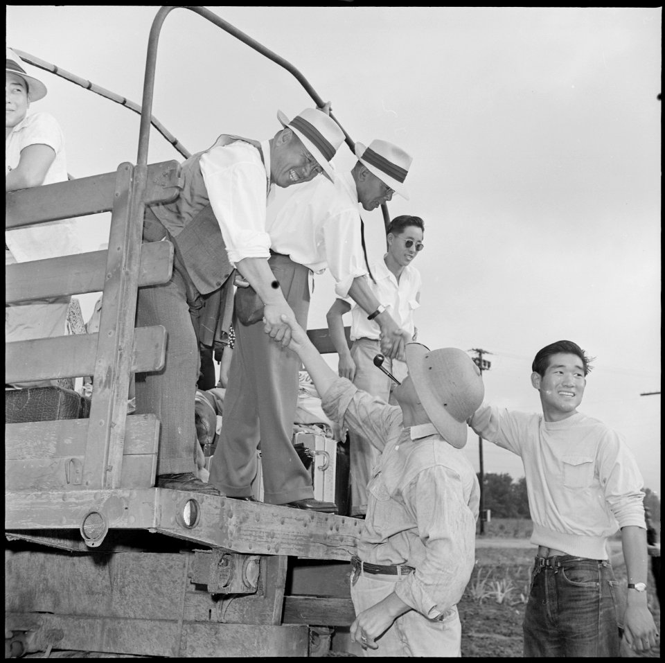 Closing of the Jerome Relocation Center, Denson, Arkansas. Japanese-American evacuees are constantl . . . - NARA - 539803