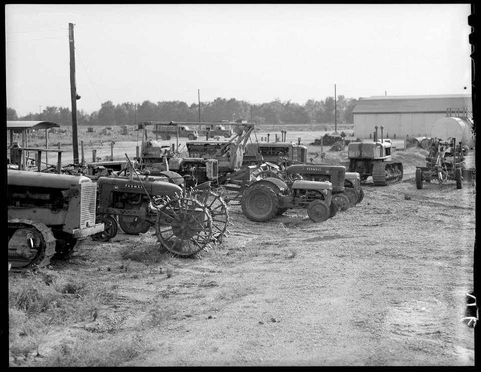 Closing of the Jerome Relocation Center, Denson, Arkansas. Farm equipment assembled in the Jerome C . . . - NARA - 539701