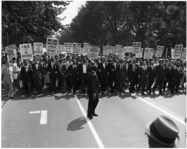Civil Rights March on Washington, D.C. (Leaders marching.) - NARA - 542001 photo