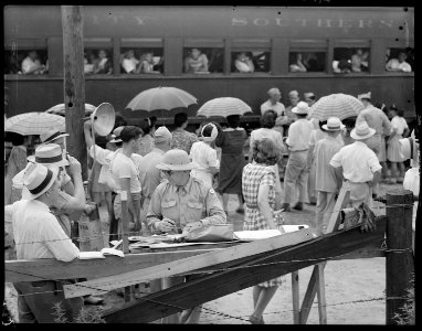 Closing of the Jerome Relocation Center, Denson, Arkansas. Major Frank Prince, transportation offic . . . - NARA - 539690