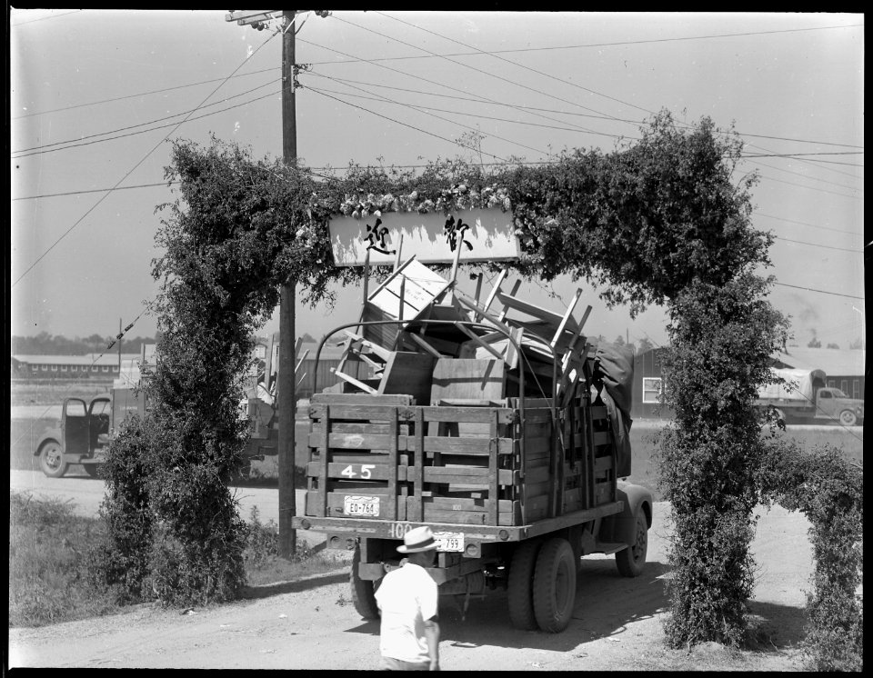 Closing of the Jerome Relocation Center, Denson, Arkansas. One of the hundreds of truck loads of ho . . . - NARA - 539676