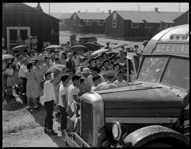 Closing of the Jerome Relocation Center, Denson, Arkansas. Jerome residents who are to be moved to . . . - NARA - 539640