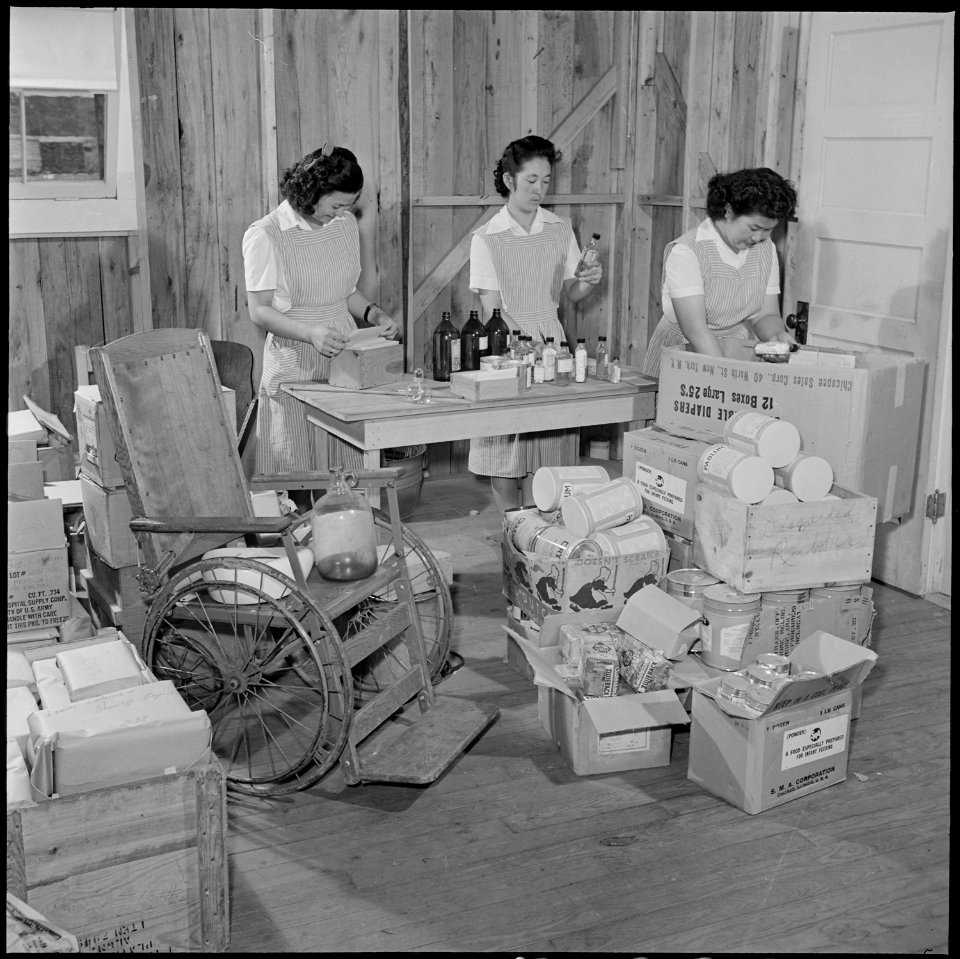 Closing of the Jerome Relocation Center, Denson, Arkansas. Three young student nurses of the Jerome . . . - NARA - 539809
