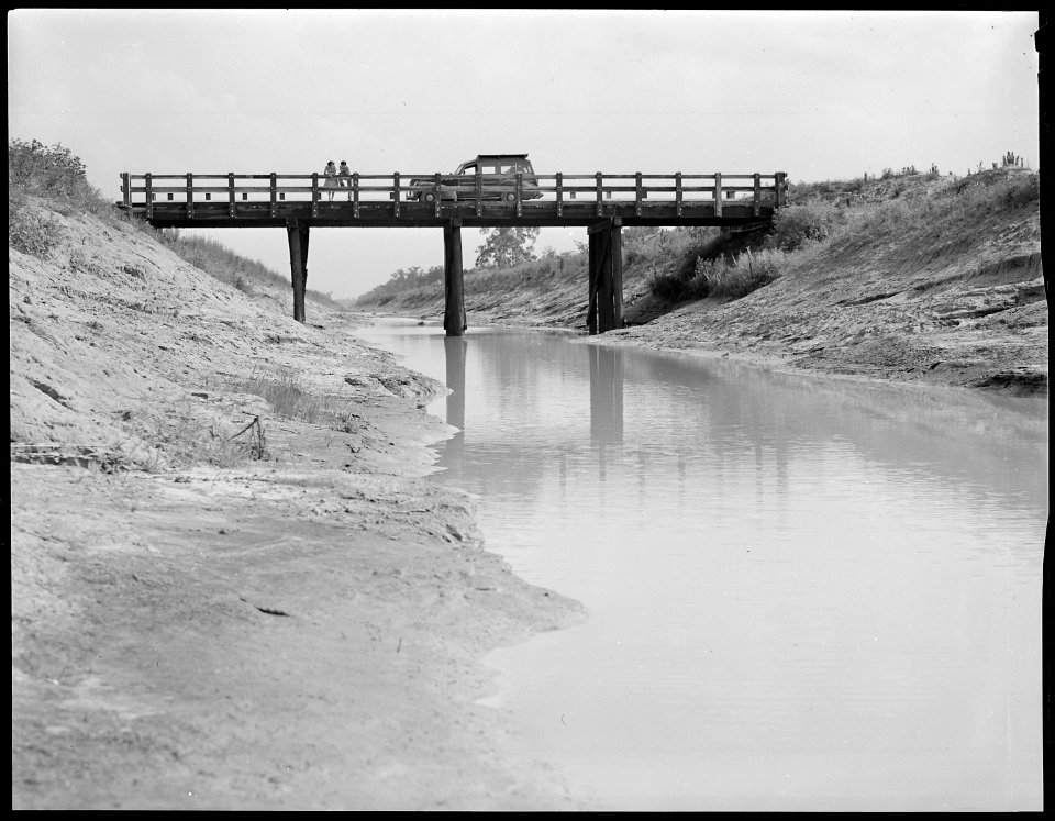 Closing of the Jerome Relocation Center, Denson, Arkansas. Main bridge, Number 1, over ditch Number . . . - NARA - 539705