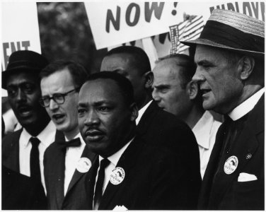 Civil Rights March on Washington, D.C. (Dr. Martin Luther King, Jr. and Mathew Ahmann in a crowd.) - NARA - 542015 photo