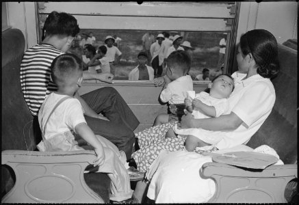 Closing of the Jerome Relocation Center, Denson, Arkansas. View from inside one of the chair cars s . . . - NARA - 539781