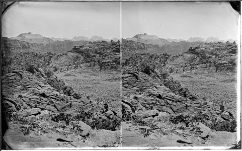 Colob Country. Southern Utah, the buttes in the right distance are the great buttes at entrance of the Mookovutoweap... - NARA - 517940