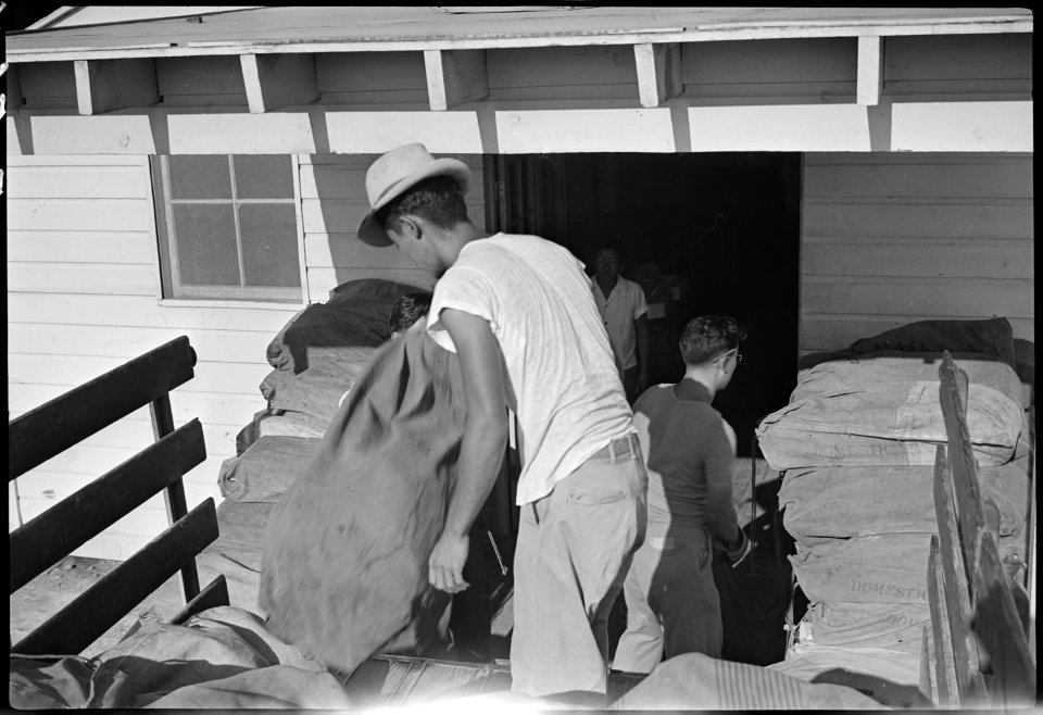 Colorado River Relocation Center, Poston, Arizona. Back of post office at Poston- a branch office . . . - NARA - 537294